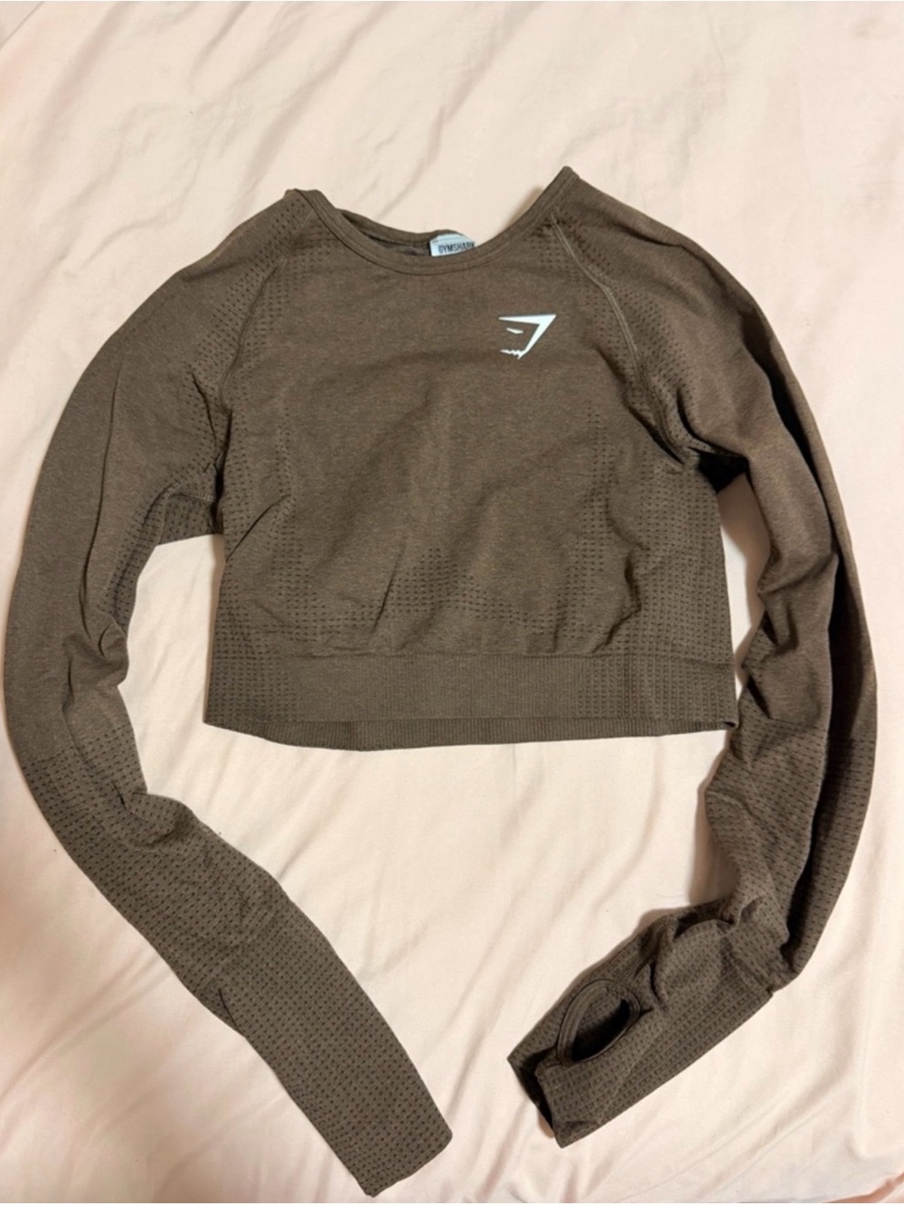 Gymshark Vital Seamless 2.0 Long Sleeve Crop Top - Espresso Marl